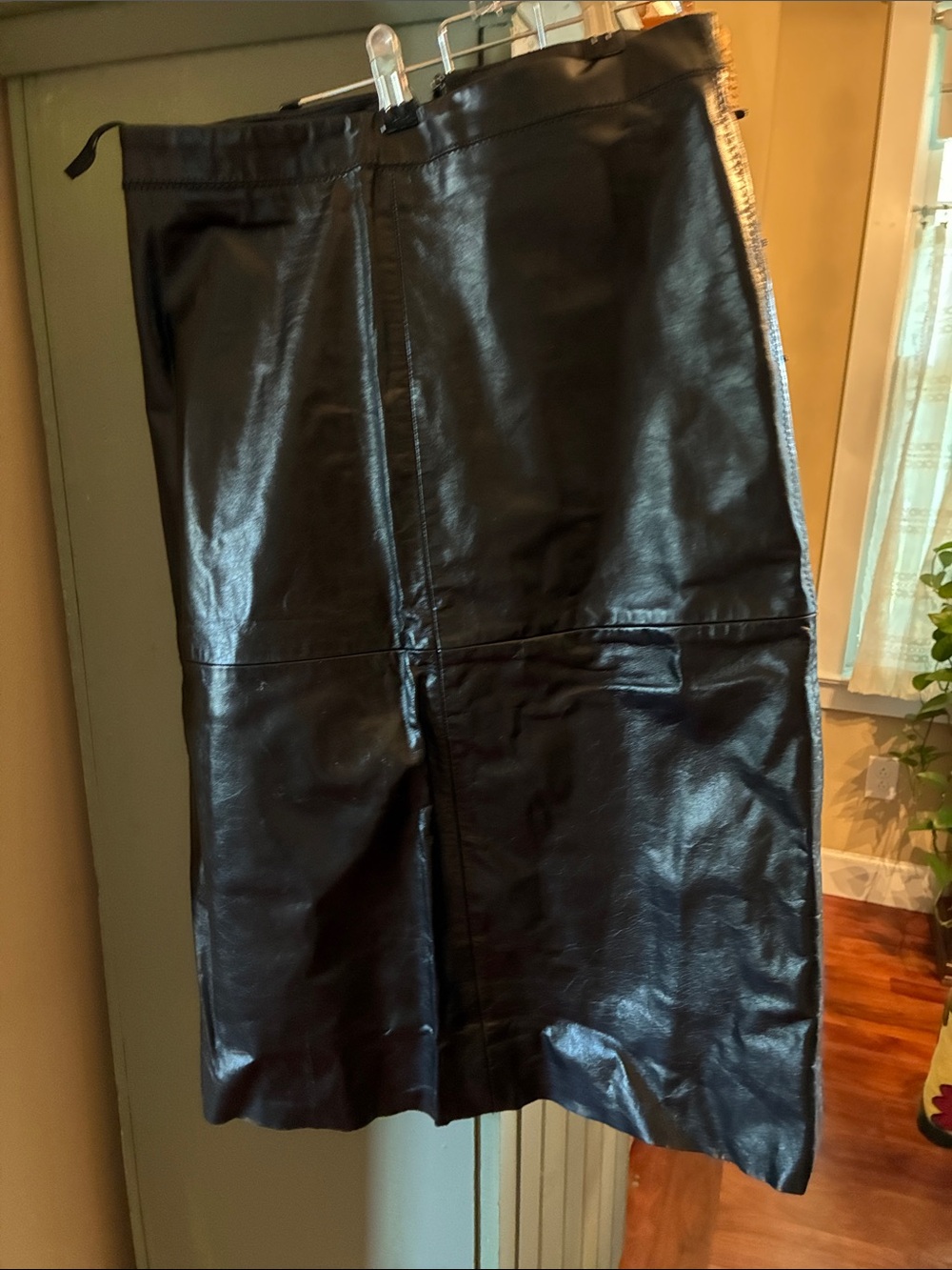 GAP midi Black genuine Leather Pencil Skirt